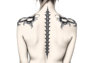 Spinal futuristic, full length, shoulders to lower back tattoo idea