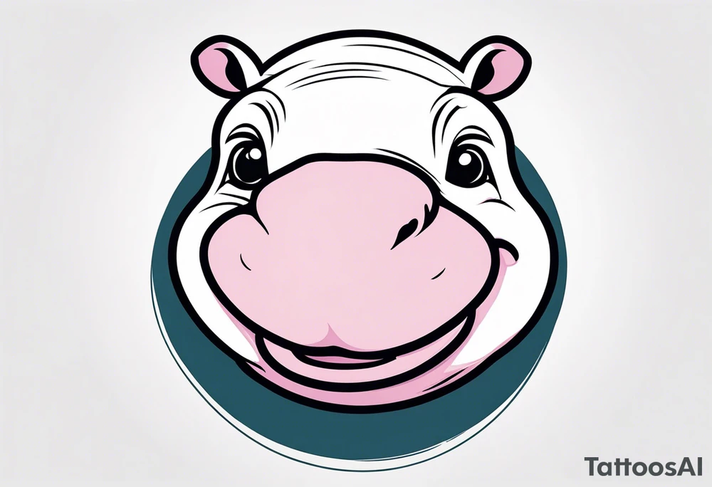 Baby hippo face laughing tattoo idea