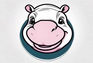 Baby hippo face laughing tattoo idea