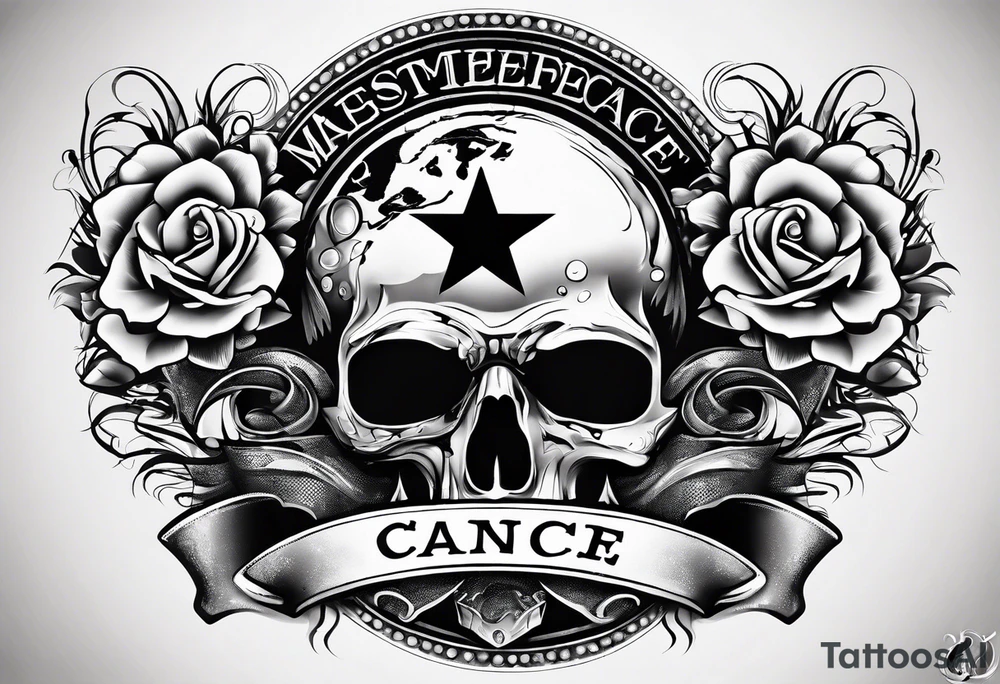 polka trash style tattoo that depicts hope and has lettering that says fuck cancer tattoo idea