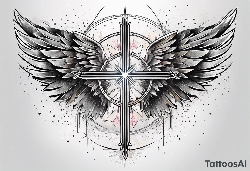 Constellation, Angel wing , snow , géométric , cross tattoo idea