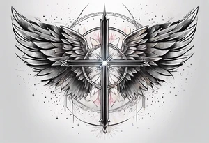 Constellation, Angel wing , snow , géométric , cross tattoo idea