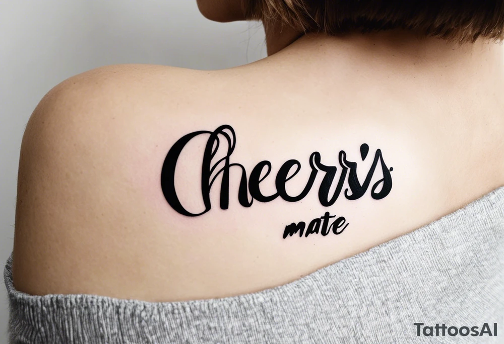 Cheers Mate text, armband +Cancer Ribbon tattoo idea