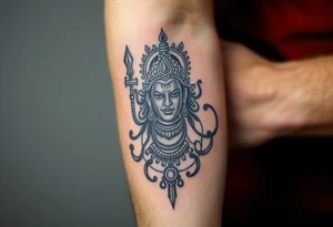 hindu god tattoo that shows strength and is trippy tattoo idea