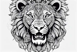 Aztec, lion and key tattoo idea