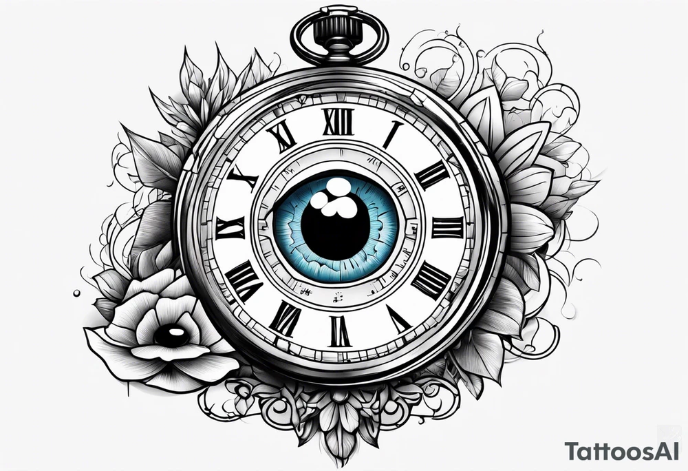 Broken Stop watch with crying eyeball tattoo idea