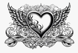 The word
 Amor fati with a burning heart tattoo idea
