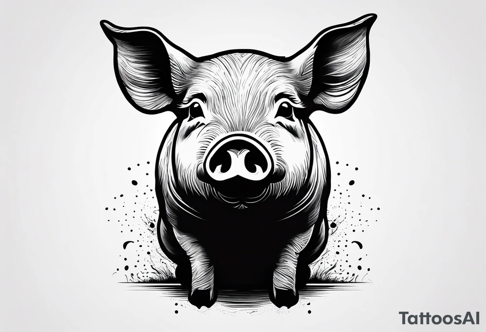 minimalist tattoo of a cute pig or piglet that contains text: "friends. not food" tattoo idea