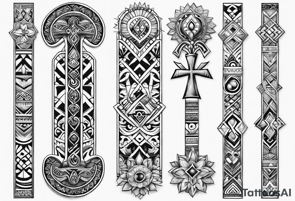 ankh mixed maori for whole arm tattoo idea