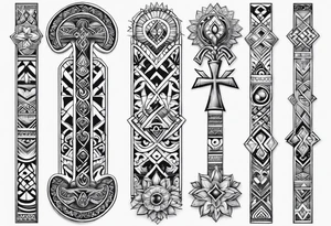 ankh mixed maori for whole arm tattoo idea