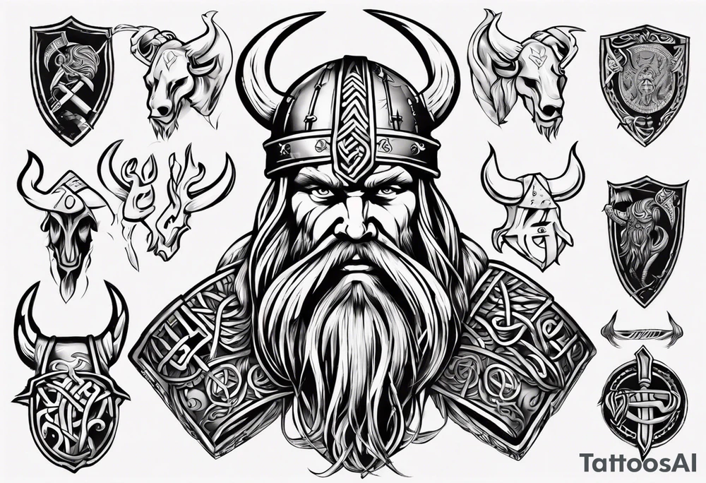 traditional viking with viking writing that also incoorporates the minnesota vikings logo tattoo idea