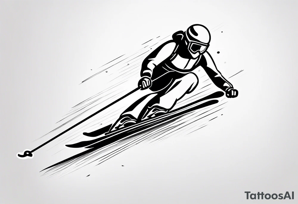 Skier in motion, single line tattoo idea