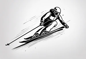 Skier in motion, single line tattoo idea