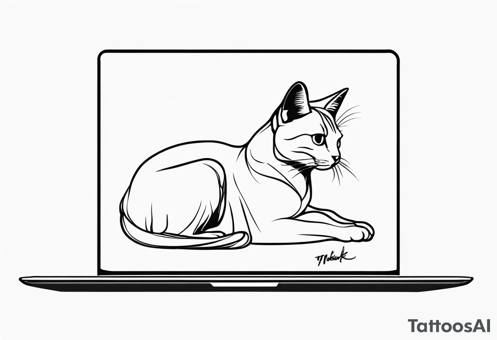 кот и mackbook tattoo idea