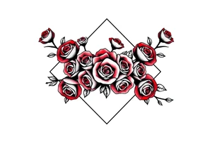 A lot of small red roses in a diamond shape tattoo idea