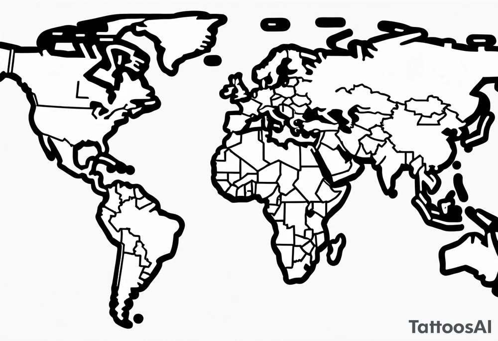 spherical world map breaking glass tattoo idea