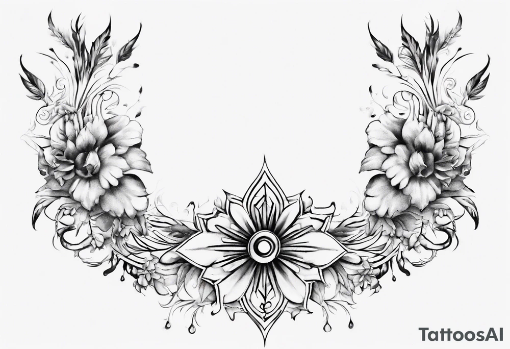 Female tattoo which will wrap around ankle horizontally which is larger in the centre tattoo idea