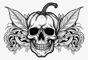 A chilli pepper with a skull fused onto it and facing one of the sides. tattoo idea