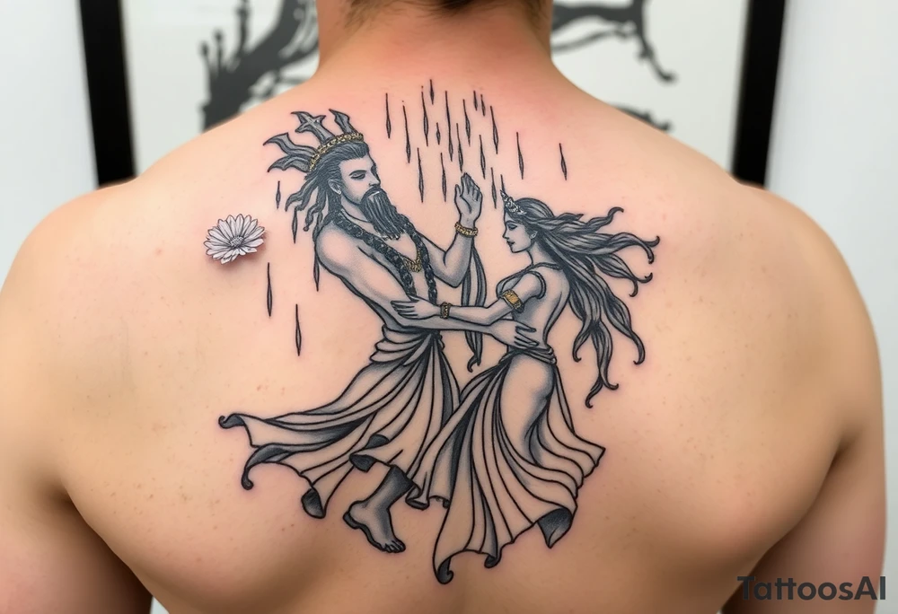 Two beautiful souls a God and a goddess dancing in the rain with pure Bliss tattoo idea