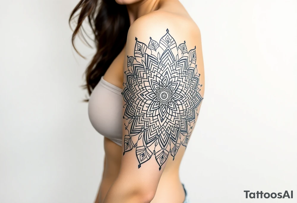 bold line shaman mandala tattoo idea