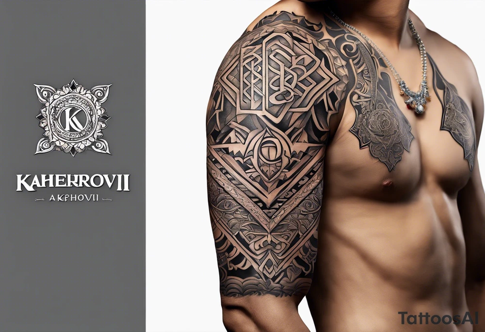 Design a tattoo featuring the name 'Kaherovi' rendered in a Sanskrit-inspired English font. tattoo idea