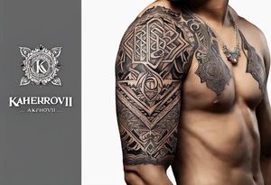 Design a tattoo featuring the name 'Kaherovi' rendered in a Sanskrit-inspired English font. tattoo idea