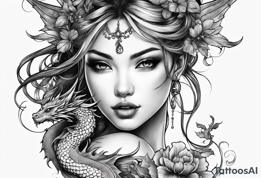 fairy nymph with dragon tattoo idea
