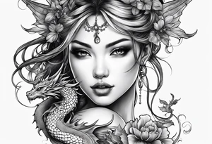 fairy nymph with dragon tattoo idea