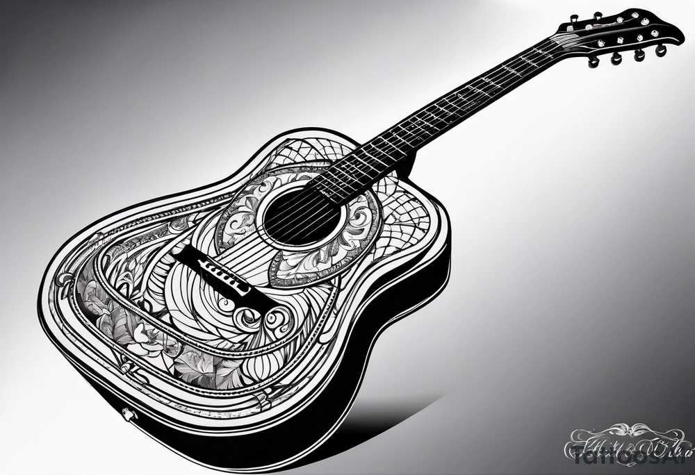 Acoustic guitar design tattoo idea