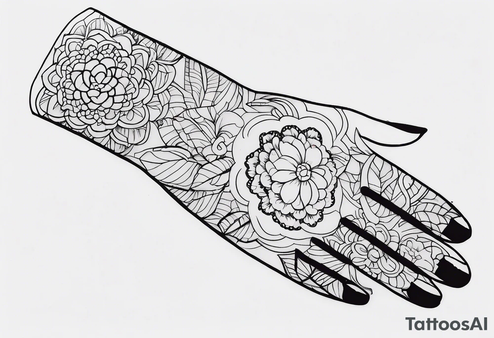 Elbow length lace glove tattoo idea
