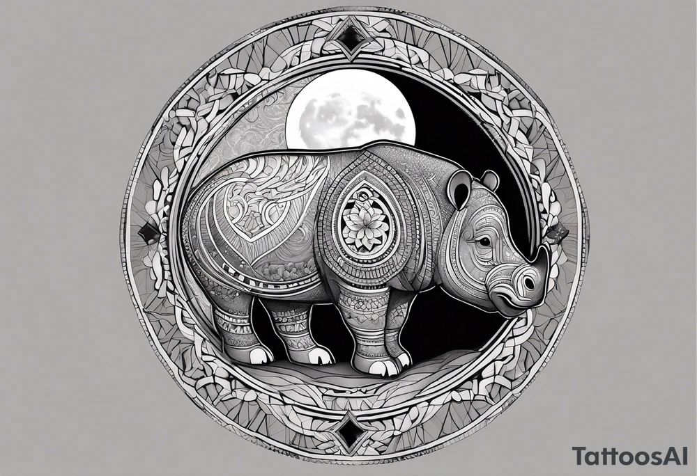 Very asymmetrical, +geometric pattern, with realistic full moon, with hippo,+tribal, +geometric, +inkart , +blackwork, +grey scale, + sketch
with wintersweet flower bud, +inkart touch, +for men, detailed , combined favourite , tattoo idea