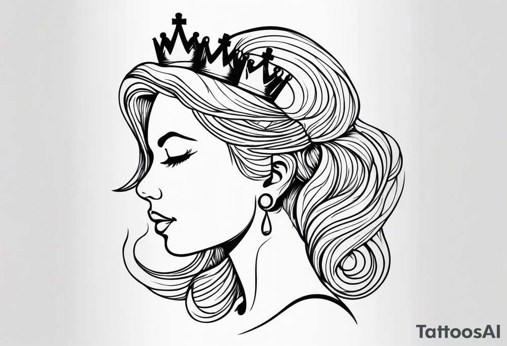 wooden chess queen piece contour with blonde girl's face tattoo idea