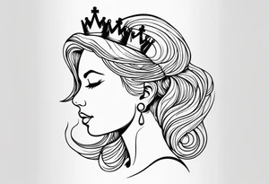 wooden chess queen piece contour with blonde girl's face tattoo idea