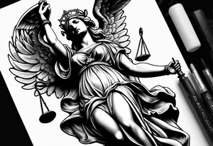 lady justice with wing

very realistic tattoo idea