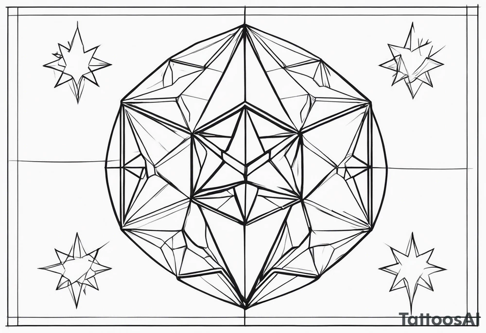 Tesseract and stars tattoo idea