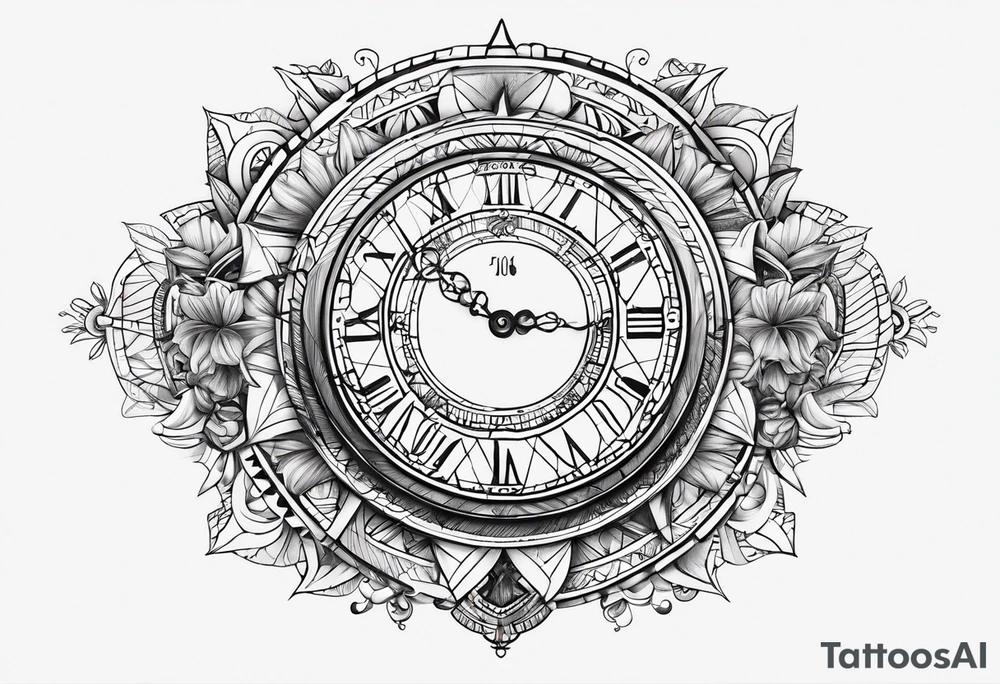 Multiple Children’s name, multiple time piece, date of birth, tattoo design tattoo idea