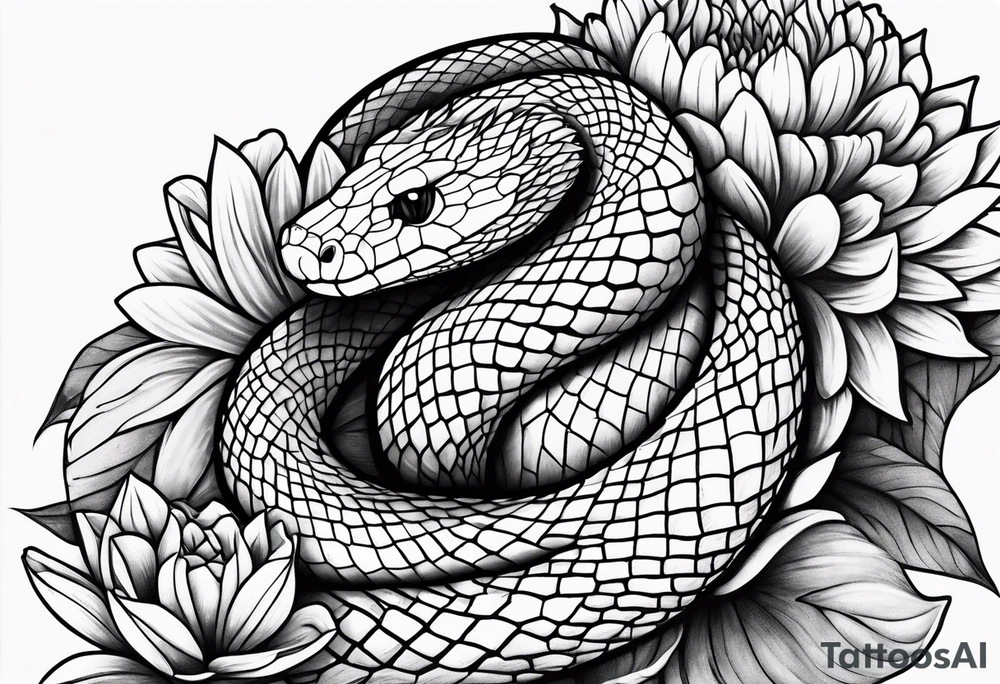 Snake and dahlia tattoo idea