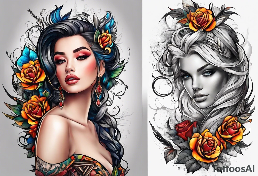 strenght and love. Full sleeve tattoo idea