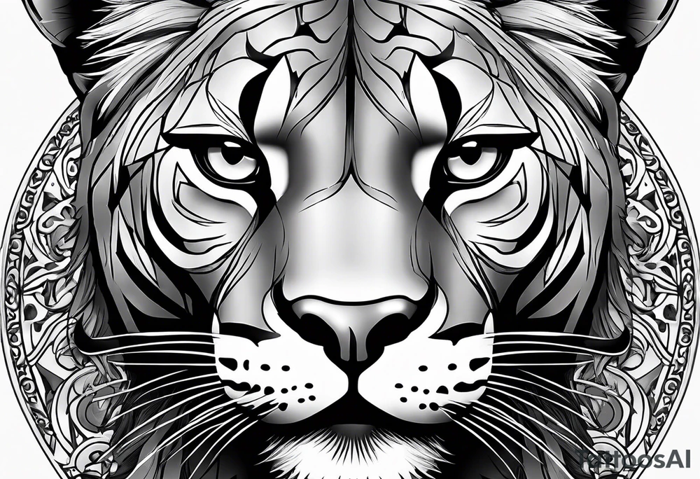 mountain lion face, teeth showing tattoo idea