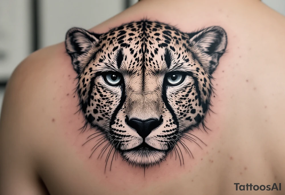 cheetah with the number 62 incorporated in its fur tattoo idea