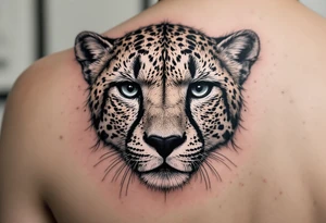 cheetah with the number 62 incorporated in its fur tattoo idea