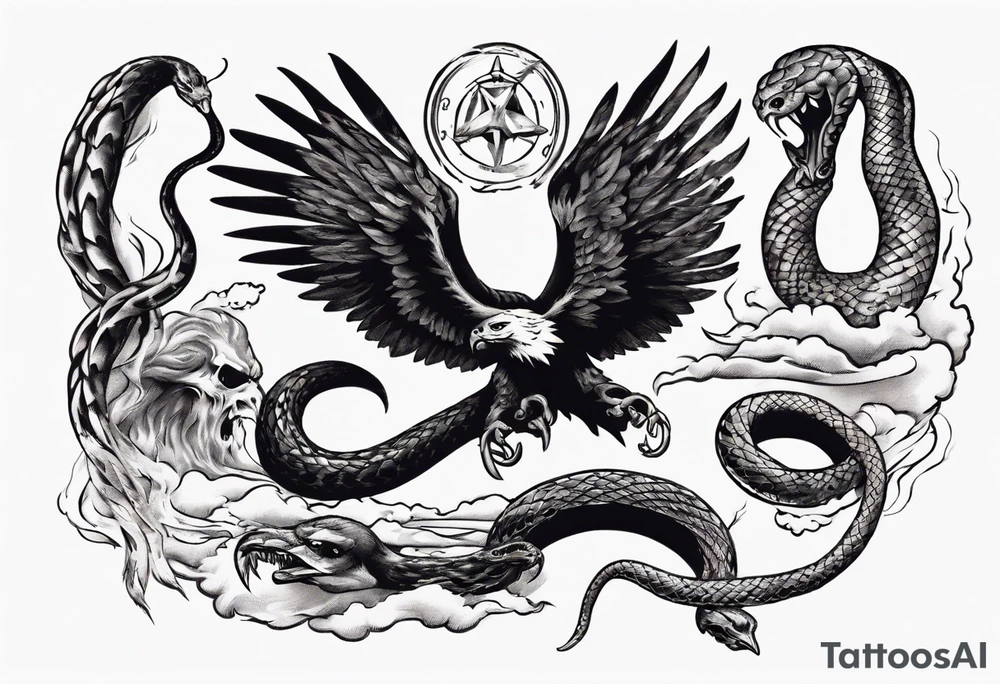 The snake is fighting with an eagle tattoo idea