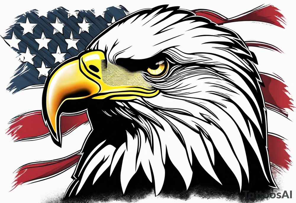 Bald eagle head and American flag tattoo idea