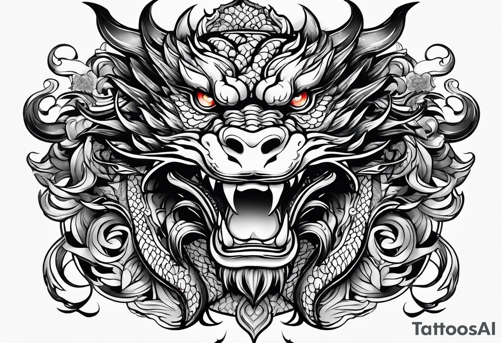 chinese dragon face tattoo idea