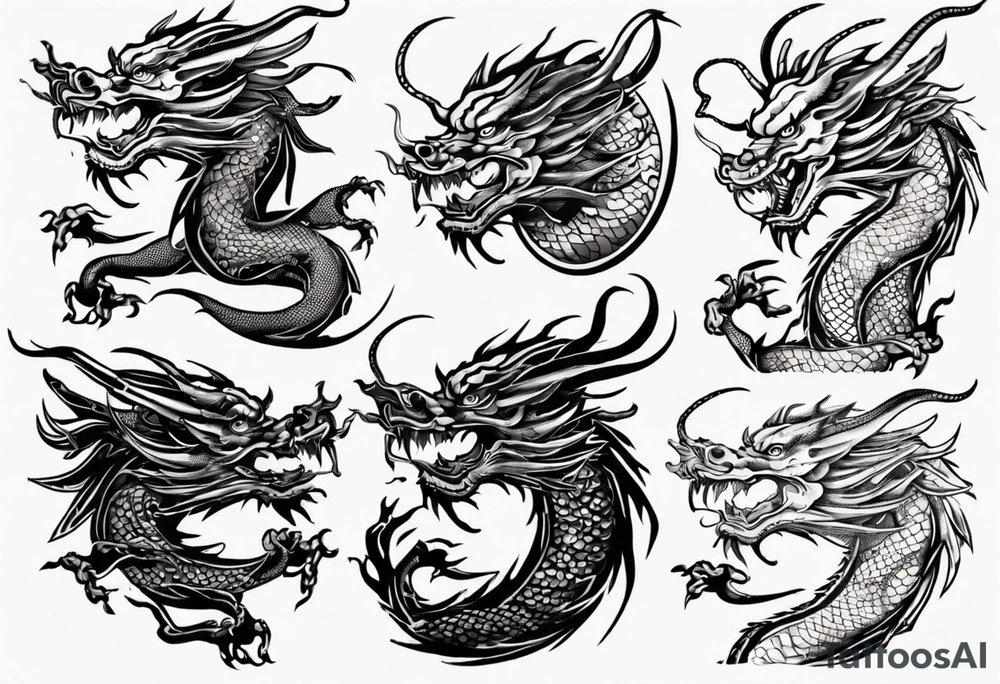 Chinese dragon with scales tattoo idea