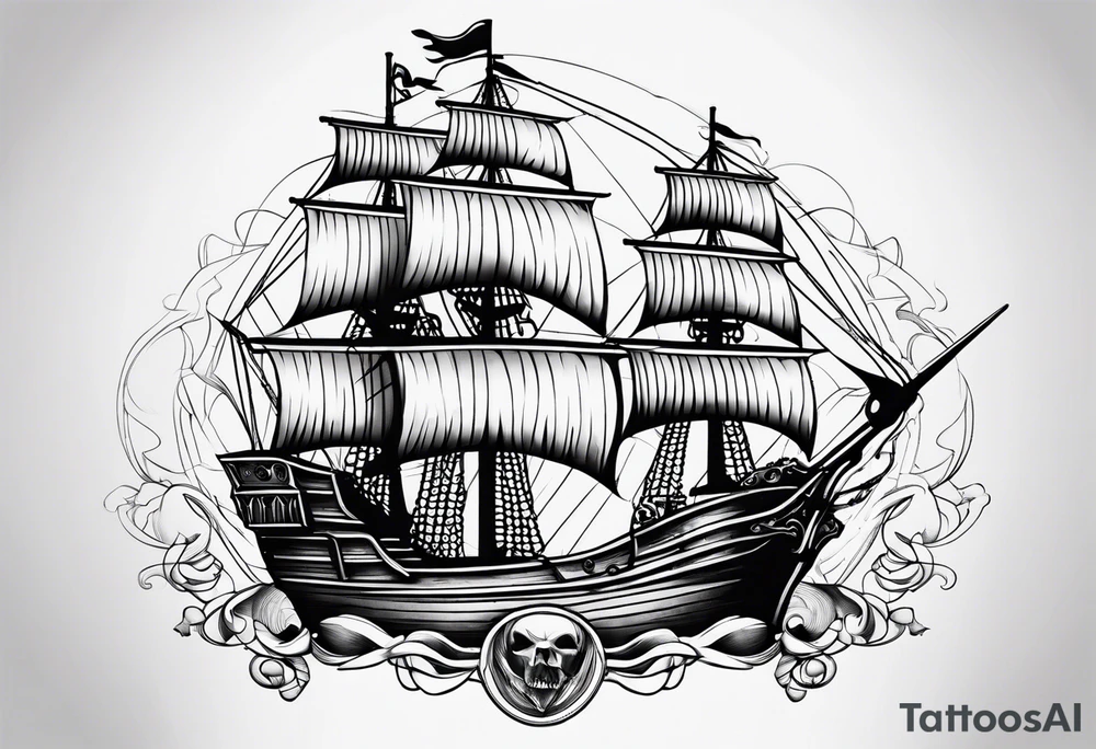 pirate ship tattoo idea