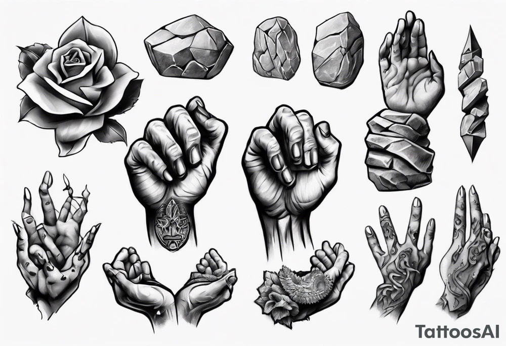 Stone with two hands shaking on it tattoo idea
