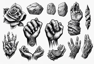 Stone with two hands shaking on it tattoo idea