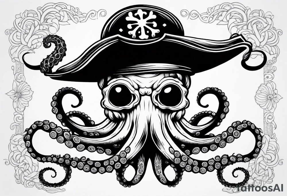 octopus wearing a pirate hat tattoo idea
