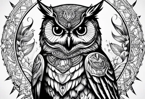 Owl in armor tattoo idea
